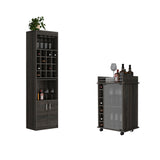 Dothan 2 Piece Living Room Set, Bar Cabinet + Bar Cart, Carbon Espresso Finish