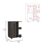 Pasadena 2 Piece Living Room Set, Bar Cabinet + Bar Cart, Carbon Espresso Finish