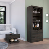 Cheshire 2 Piece Living Room Set, Bar Cabinet + Coffee Table, Carbon Espresso Finish
