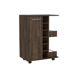 Stockton 2 Piece Living Room Set, Bar Cart + Coffee Table, Dark Brown Finish