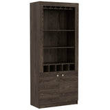 Palermo 2 Piece Living Room Set, Bar Cabinet + Coffee Table, Dark Walnut Finish