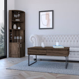 Bristol 2 Piece Living Room Set, Corner Bar Cabinet + Coffee Table, Dark Walnut Finish