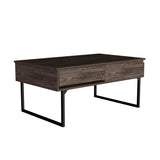 Orleans 2 Piece Living Room Set, Bar Cabinet + Coffee Table, Dark Walnut Finish