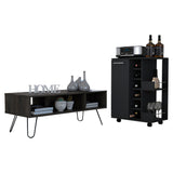 TUHOME Vassel 2-Piece Living Room Set with Storage Cabinet and Open Shelf Organizer, Modern Small-Space Furniture for Living Room, Entryway or Office, 32.32"H x 23.62"W x 14.76"D, Black/Espresso