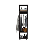 Cluster 63" Tall Wardrove One-Door Cabinet with Mirror, Three Shelves, Casters and Hanging Rod, Armoire, Bedroom Clothes Storage, Cabinet Organizer
