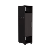 Cluster 63" Tall Wardrove One-Door Cabinet with Mirror, Three Shelves, Casters and Hanging Rod, Armoire, Bedroom Clothes Storage, Cabinet Organizer