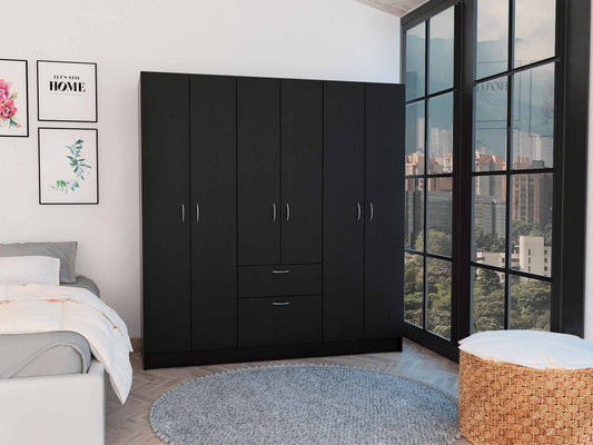 Mitu Six Doors Armoire, Seven Interior Shelves, One Drawer, Rod