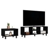 TUHOME Eclipse Living Room Duo Set with TV Stand and Coffee Table Featuring Steel Accents, Spacious Shelving, Open Storage and Modern Functional Design in Durable Engineered Wood for Contemporary Home Interiors