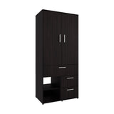 Alpine Modern Freestanding Armoire Wardrobe Console Double Door Design with Integrated Interior Shelves and Hanging Rod Providing Comprehensive Storage Solutions for Optimal Bedroom Organization