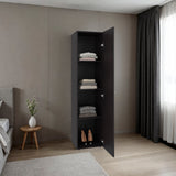 Home Linen Freestanding Tall Cabinet with Single Door with One Mirror and 4 Horizontal Storage Shelves, Cabinet for Bathroom, Bedroom or Laundry Room