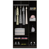 Tuhome Austral Three-Door Armoire with Double Door Hanging Cabinet, Full-Height Shelving Section, Two Spacious Storage Drawers, Modern Multi-Compartment Wardrobe for Organized Bedrooms and Versatile Home Storage