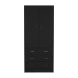 TUHOME Taly Double Door Armoire with Hanging Rod, Two Spacious Drawers and Full-Length Storage Compartment, Durable Engineered Wood Construction, Stylish Organizer for Clothes and Accessories in Modern Bedroom Spaces
