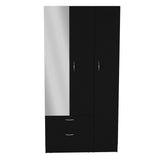 Riverside 3-Door Armoire with Hanging Rod, Two Drawers and Multi-Compartment Storage, Modern Wardrobe Closet for Organized Clothing, Accessories and Bedroom Essentials, Large Vertical Storage Cabinet