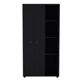 TUHOME Misuri Wardrobe Armoire with Double Doors, Spacious Drawer, Metal Hanging Rod and Three Open Shelves Offering Multi-Functional Clothing Storage, Modern Organization Solutions and Durable Solid Wood Construction