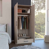 Tuhome Ambery 180 Armoire with Two Shelves, Double Doors, Metal Rod, One Large Drawer, Modern Storage Solution for Bedroom or Closet
