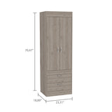 Simone Armoire, Rod, Double Door, Two Drawers, Metal Handles