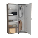 Eco 72" High 6-tier Shelf One-Door Cabinet Armoire with Two Hanging Rods