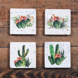 Cactus Blooms Coaster, Set of 4, 4 MOQ