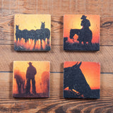 Cowboy Sunset Coaster, Set of 4, 4 MOQ