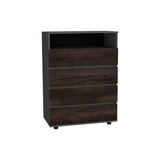 Alpine Four-Drawer Dresser with Spacious Storage and Modern Handles, Freestanding Design with Plomo, Kronos, and Walnut Finishes, Perfect for Organizing Clothes, Linens, and Everyday Essentials in Modern Bedrooms