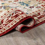 Neola White/Red Damask Area Rug