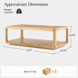 Arved Modern Solid Wood Coffee Table with Open Storage Compartment and Rounded Corners