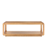 Arved Modern Solid Wood Coffee Table with Open Storage Compartment and Rounded Corners