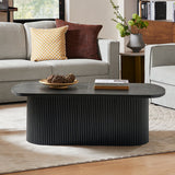 Oval Modern Wood Coffee Center Table with Hidden Storage