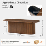 Oval Modern Wood Coffee Center Table with Hidden Storage
