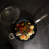 CXD Dual Ceramic Layer, Diamond Reinforced Nonstick Wok with Lid and Rack - 12.5" (32 cm), 5.3 QT (5 L) | Made in Switzerland