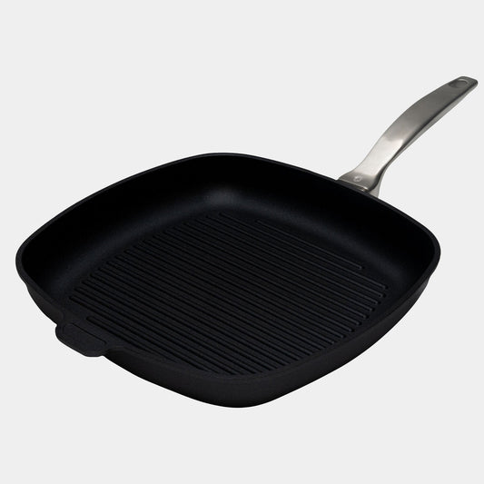 CXD Dual Ceramic Layer, Diamond Reinforced Nonstick Square Grill Pan - 11" x 11" (28 cm x 28 cm) | Made in Switzerland