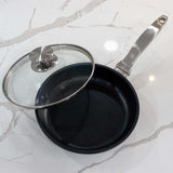CXD Dual Ceramic Layer, Diamond Reinforced Nonstick Fry Pan with Glass Lid | Made in Switzerland