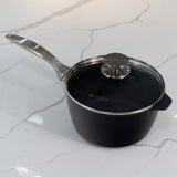 CXD Dual Ceramic Layer, Diamond Reinforced Nonstick Saucepan with Glass Lid | Made in Switzerland