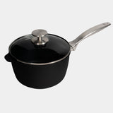 CXD Dual Ceramic Layer, Diamond Reinforced Nonstick Saucepan with Glass Lid | Made in Switzerland
