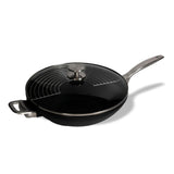 CXD Dual Ceramic Layer, Diamond Reinforced Nonstick Wok with Lid and Rack - 12.5" (32 cm), 5.3 QT (5 L) | Made in Switzerland