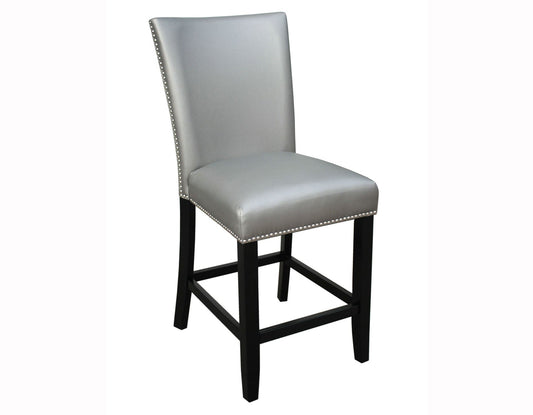 Camila 24" Counter Stool, Silver Leatherette