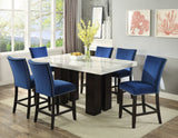 Camila 7 Piece Rectangular White Marble Top Counter Dining Set (Counter Table & 6 Counter Chairs)