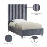 Candace Acrylic Contemporary Bed - Elegant Velvet Design with Deep Tufting & Sturdy Wood Frame