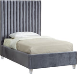 Candace Acrylic Contemporary Bed - Elegant Velvet Design with Deep Tufting & Sturdy Wood Frame
