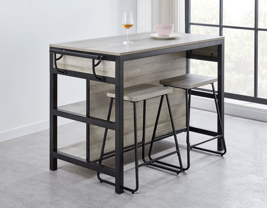 Carson 3-Piece Kitchen Island Set (Table & 2 Counter Chairs)