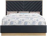 Casa Luxurious Vegan Leather King Bed with Chevron Tufting and Natural Finish for Modern Elegance