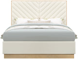 Casa Luxurious Vegan Leather King Bed with Chevron Tufting and Natural Finish for Modern Elegance