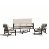 Chamber Aluminum Outdoor Sofa and 2 Chairs with Round Coffee Table