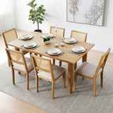 Monica Rattan Solid Wood Upholstered Dining Chair (Set of 4)