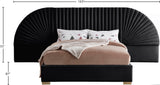 Cleo Luxurious Velvet Bed with Elegant Channel-Tufted Headboard and Chic Gold Steel Legs
