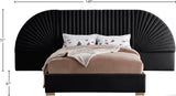 Cleo Luxurious Velvet Bed with Elegant Channel-Tufted Headboard and Chic Gold Steel Legs