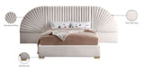 Cleo Luxurious Velvet Bed with Elegant Channel-Tufted Headboard and Chic Gold Steel Legs