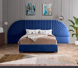 Cleo Luxurious Velvet Bed with Elegant Channel-Tufted Headboard and Chic Gold Steel Legs