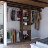 Manchester 250 Closet System with Five Open Shelves, Single Storage Drawer, Three Metal Hanging Rods and Expansive Modular Layout for Organized Clothing Display, Functional Wardrobe Storage and Modern Bedroom Efficiency