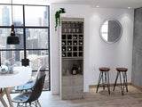 Kava Bar Cabinet, One Extendable Shelf, Sixteen Wine Cubbies, One Shelf